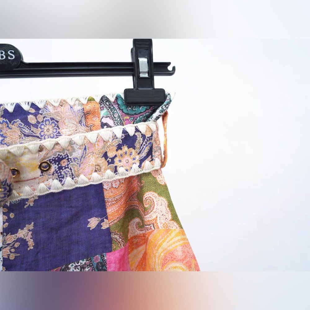 Zimmermann Anneke Patch Printed Tassel Embellished Shorts with Belt NWOT - Picture 8 of 13